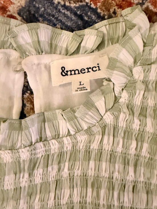 &merci Dresses & Skirts - &merci Light Green and White Ruffle Dress